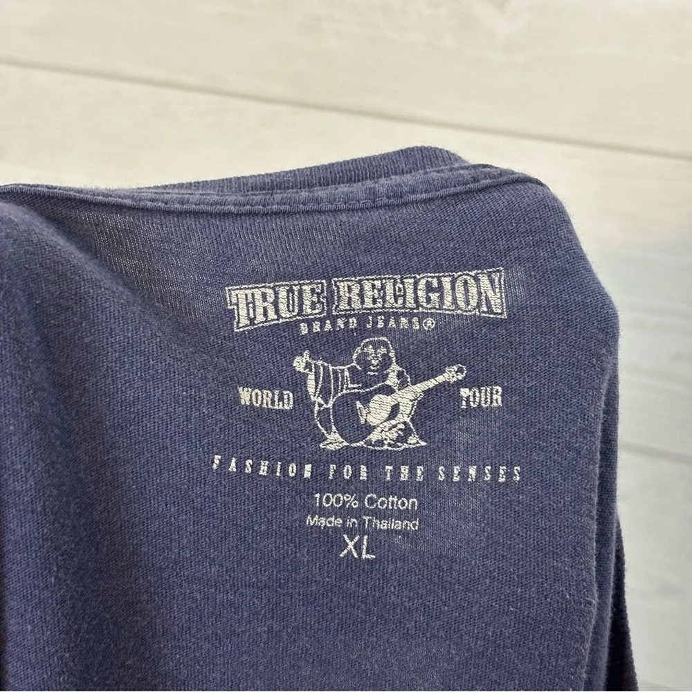 True Religion Navy Blue Logo Short Sleeve T-Shirt Size XL